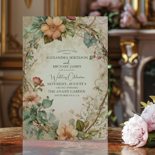 Jordfärgerna Muted Faded Blommigt Bröllop Inbjudningar