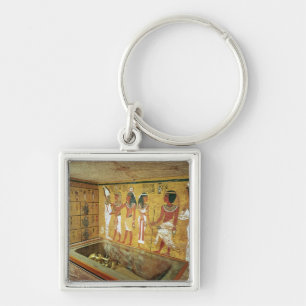 Jordfästningkammaren i graven av Tutankhamun Fyrkantig Silverfärgad Nyckelring