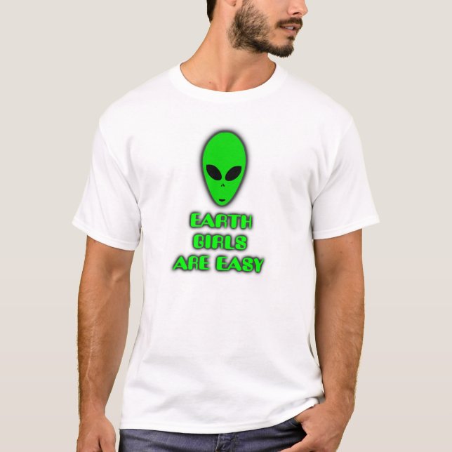JORDFLICKOR ÄR LÄTTA - kvickt, roligt, sci-fi, T-shirt (Framsida)