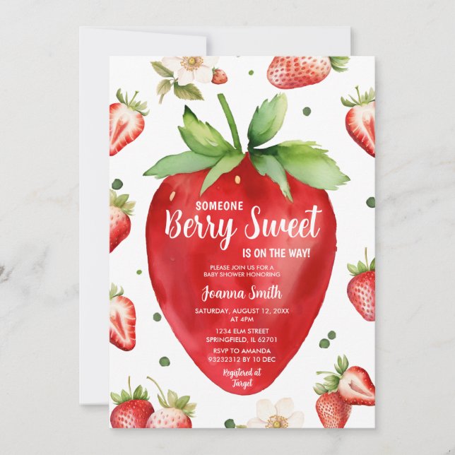 Jordgingham Berry Sweet Girl Shower Inbjudningar (Framsida)