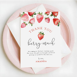 Jordgubb 1-års födelsedag Berry Sweet One Tack Kort