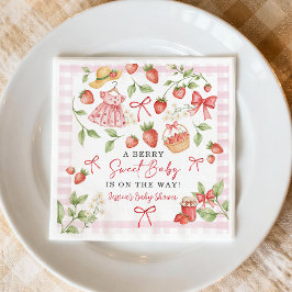 Jordgubb Baby Shower Berry Söt Bondens Marknad Pappersservett