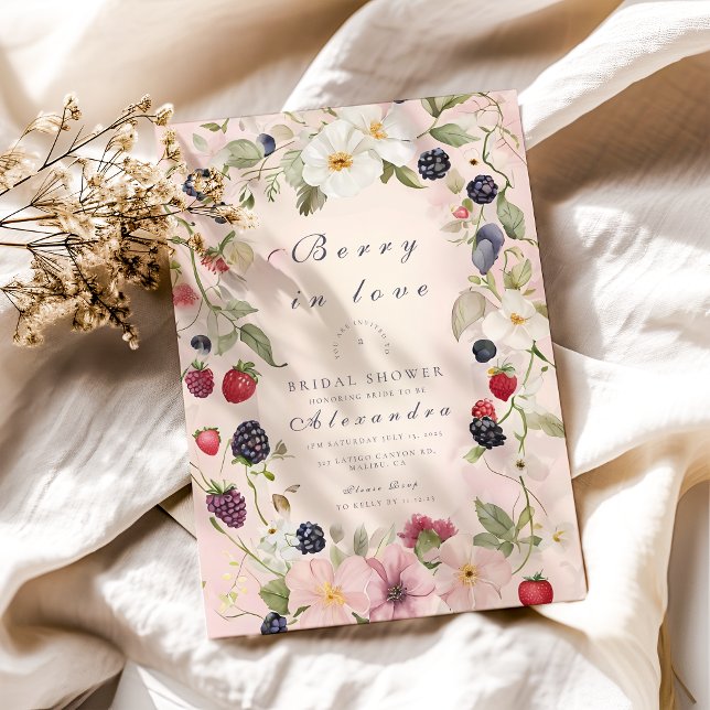 Jordgubb båge bröllopsfestinbjudan inbjudningar (Skapare uppladdad)