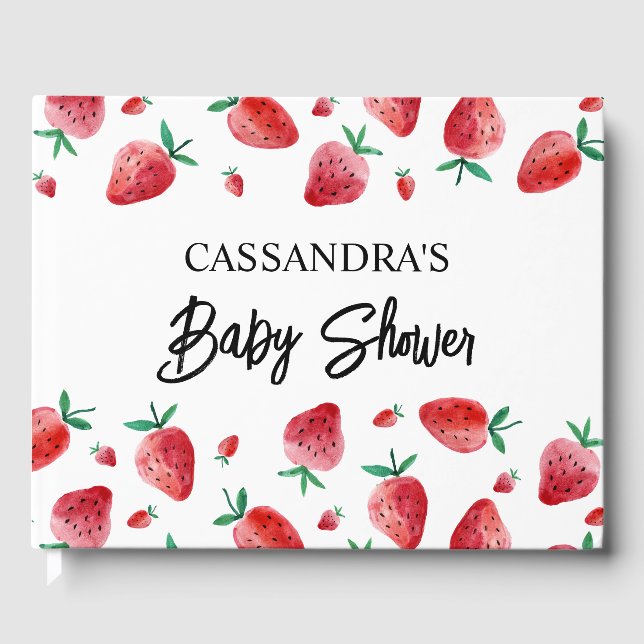 Jordgubb Berry Söt Baby Shower Gästbok (Framsida)