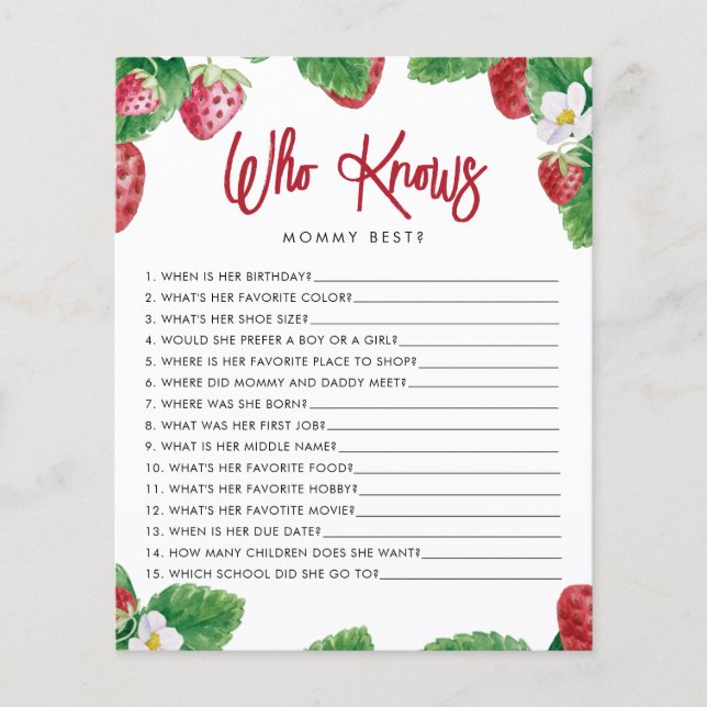 Jordgubb Berry Söt Vem Vet Mamma Lek (Framsida)