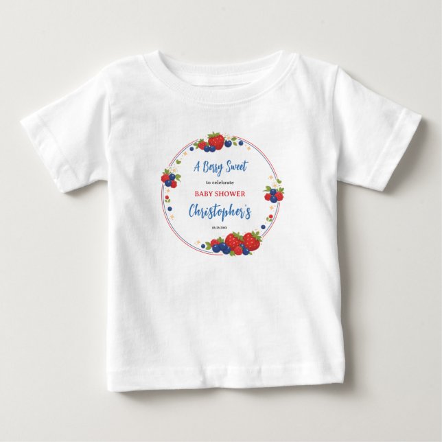 Jordgubb Blåbär Bär Söt Bebis Babyshower T Shirt (Framsida)