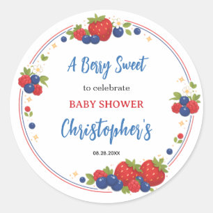 Jordgubb Blåbär Berry Sweet Baby Shower Runt Klistermärke
