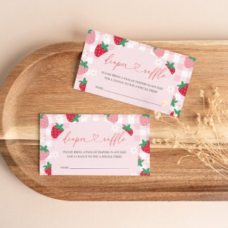 Jordgubb Blöja Lotteri Baby Shower Inclosure Tilläggskort