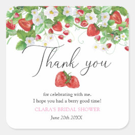 Jordgubb Bröllopsdusch Fyrkantigt Klistermärke