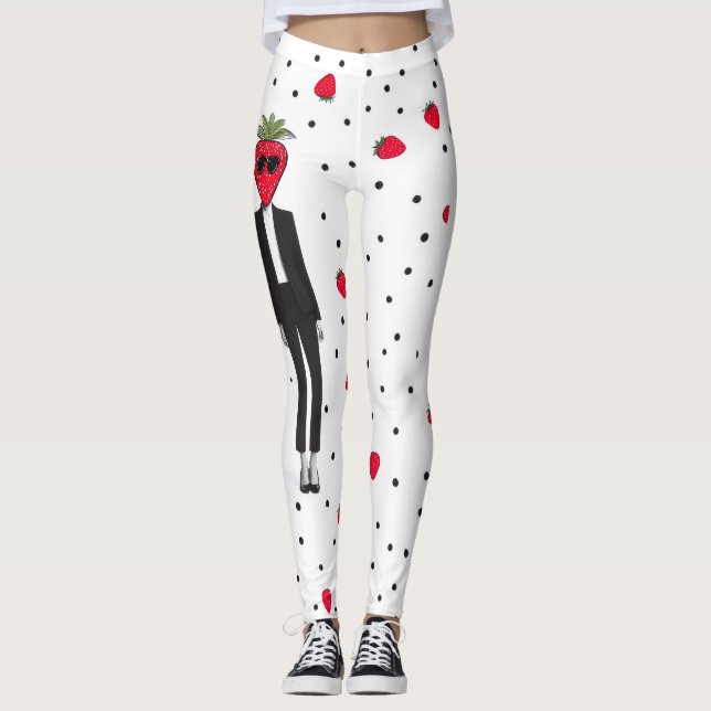 Jordgubb Chic – Excentriska Modeleggings Lägg till Leggings (Framsida)
