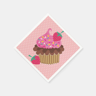 Jordgubb & Choklad Cupcake Födelsedagsservetter Pappersservett