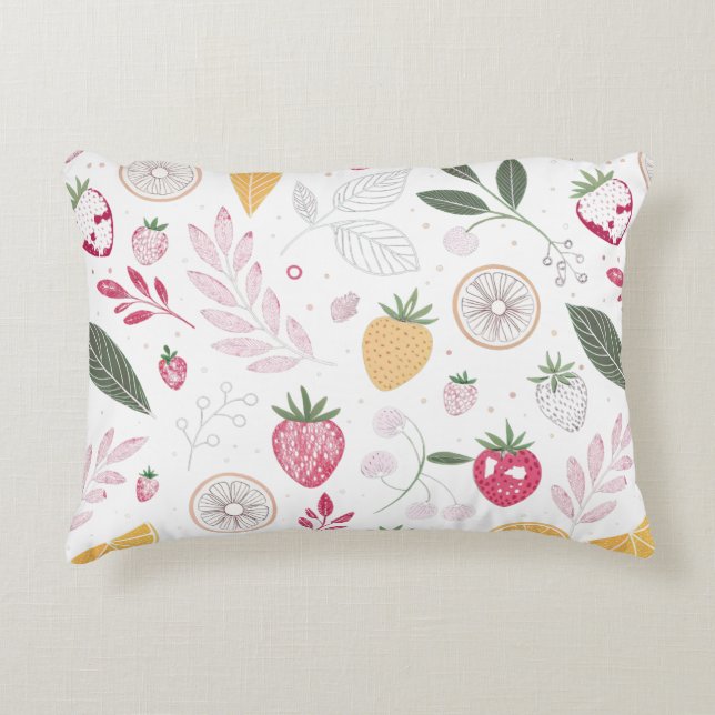 Jordgubb Citrus BotaniskAccentkudde Prydnadskudde (Framsidan)