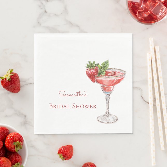 Jordgubb Cocktaildrycker Bröllopsdusch Pappersservett (Insitu)