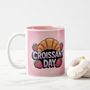 Jordgubb Croissant Dag Rosa Mugg