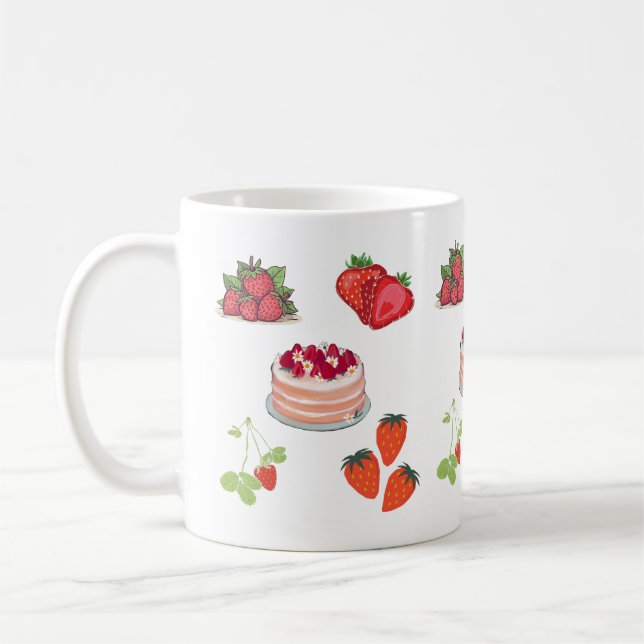 Jordgubb Delights – Söt Illustration av Bär Kaffemugg (Vänster)