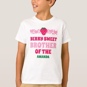 Jordgubb Första Födelsedagsfirande Bror T Shirt
