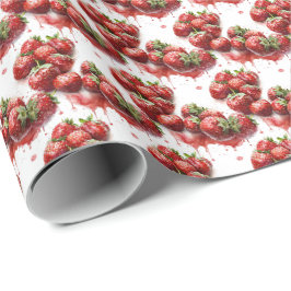 Jordgubb Giftomslag Inpackningspapper Presentpapper