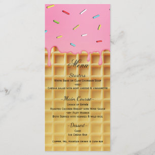 Jordgubb Glass Waffle Konfekt Födelsedagsmeny Meny