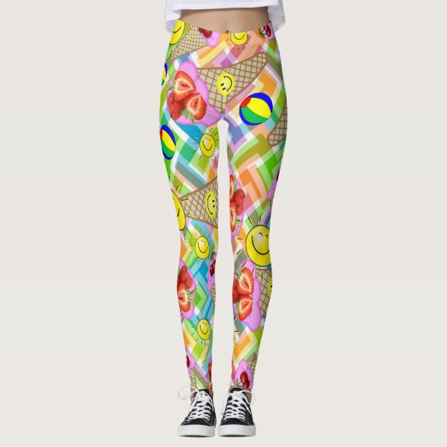 Jordgubb Glassigt Leggings (Framsida)