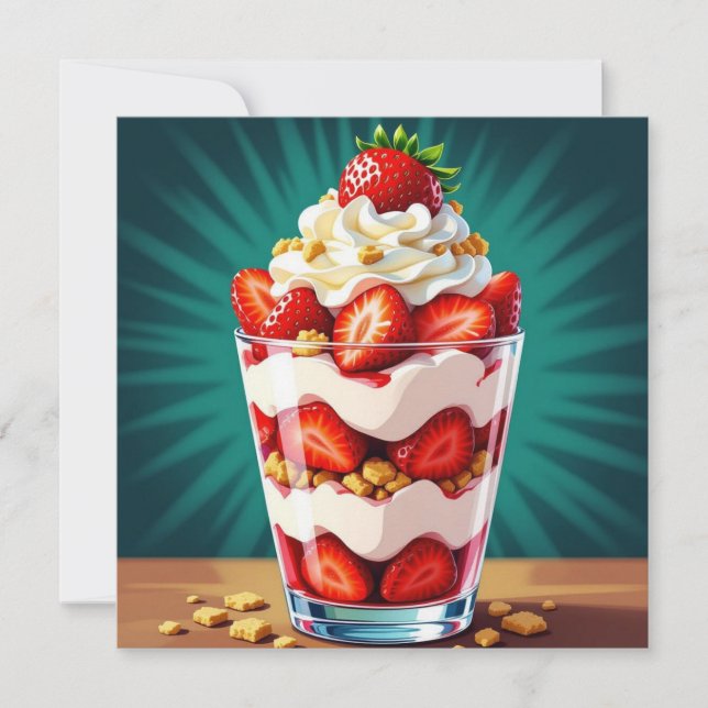 Jordgubb-, Granola- och Vispad Grädde Parfait  Kort (Framsida)