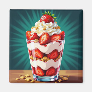 Jordgubb-, Granola- och Vispad Grädde Parfait Magnet
