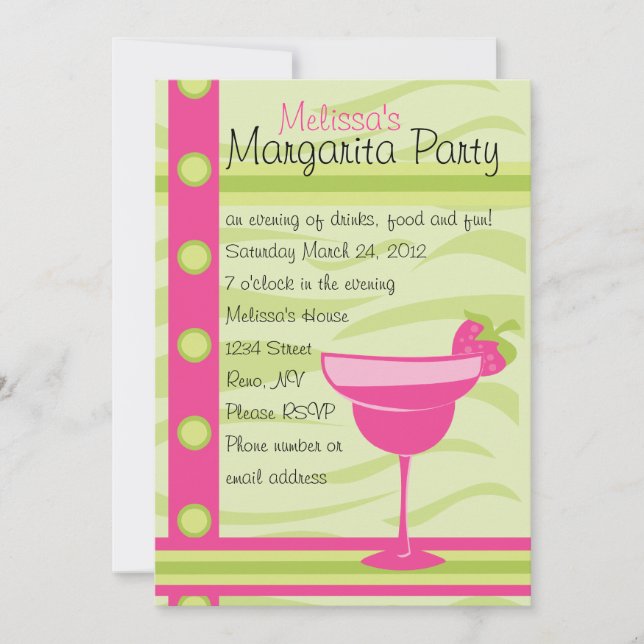 Jordgubb Margarita Party Inbjudningar (Framsida)