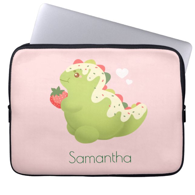 Jordgubb Matcha Dinosaurie  Laptop Fodral (Framsidan)