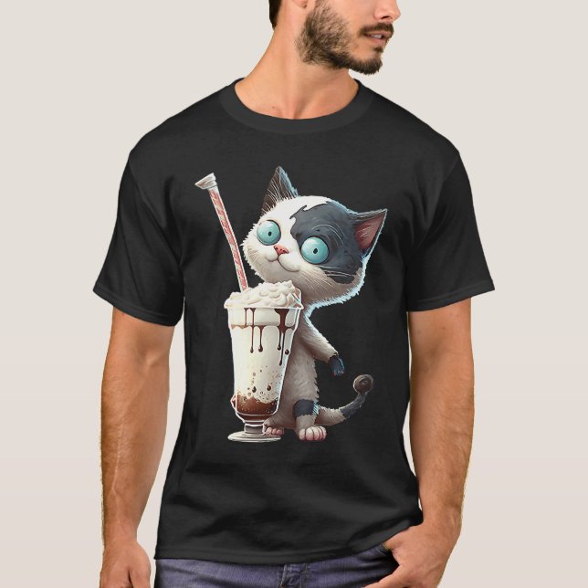 Jordgubb Milkshake Katt  1 T Shirt (Framsida)