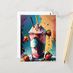 Jordgubb Milkshake Postkort Vykort