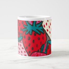 Jordgubb Muster Jumbo Mugg