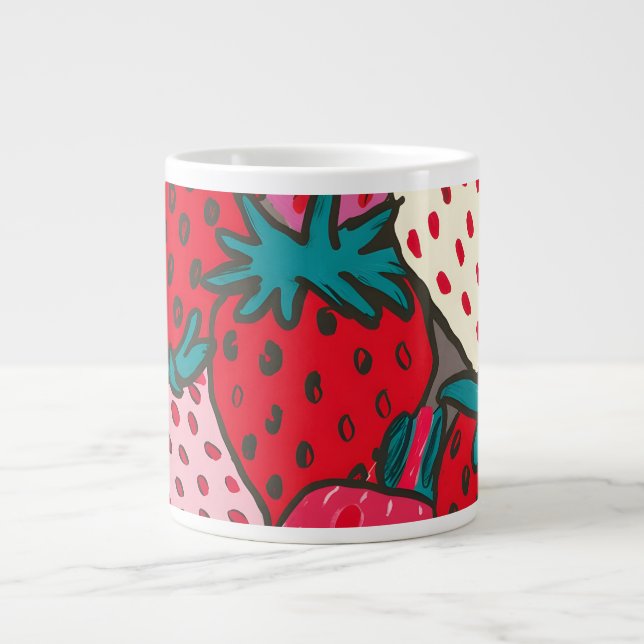 Jordgubb Muster Jumbo Mugg (Framsidan)