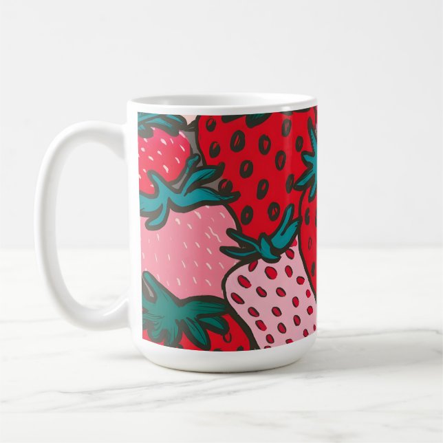 Jordgubb Muster Kaffemugg (Vänster)