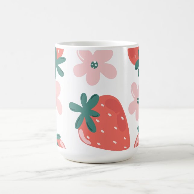 Jordgubb- och blommönster kaffemugg (Center)
