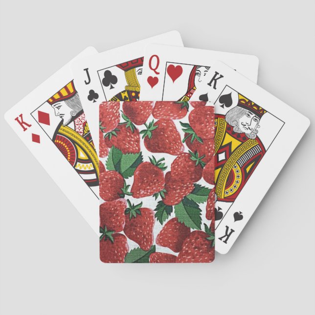Jordgubb och grädde textilmönster casinokort (Baksidan)