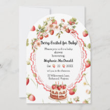 Jordgubb Shortcake Baby Shower Inbjudan