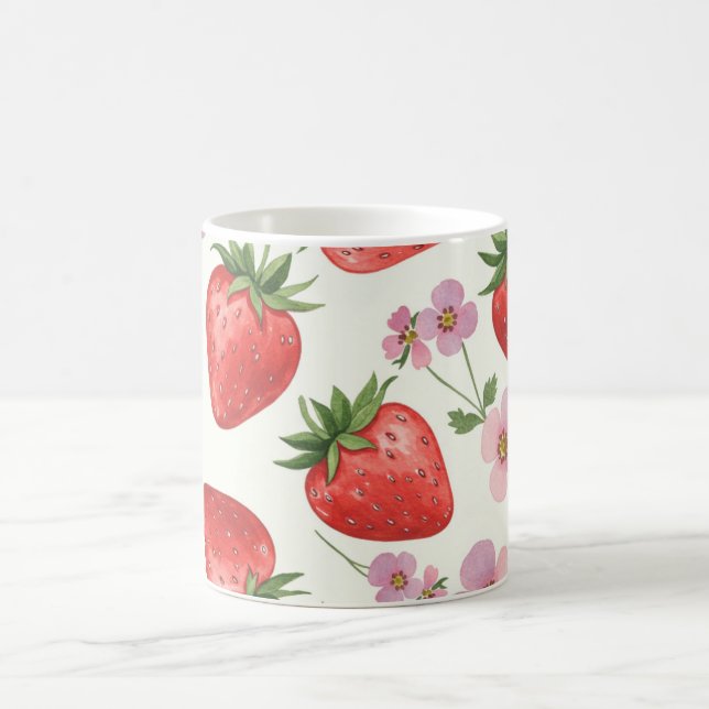 Jordgubb Watercolor-Mugg Kaffemugg (Center)