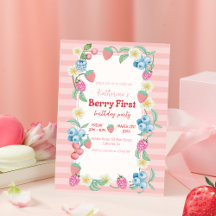 Jordgubbar 1:a födelsedag Berry Sweet Rosa Birthda