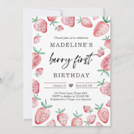 Jordgubbar 1:a födelsedag Inbjudan 1:a födelsedag