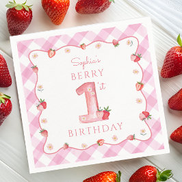 Jordgubbar 1:a födelsedag Party Berry 1:a gången Pappersservett