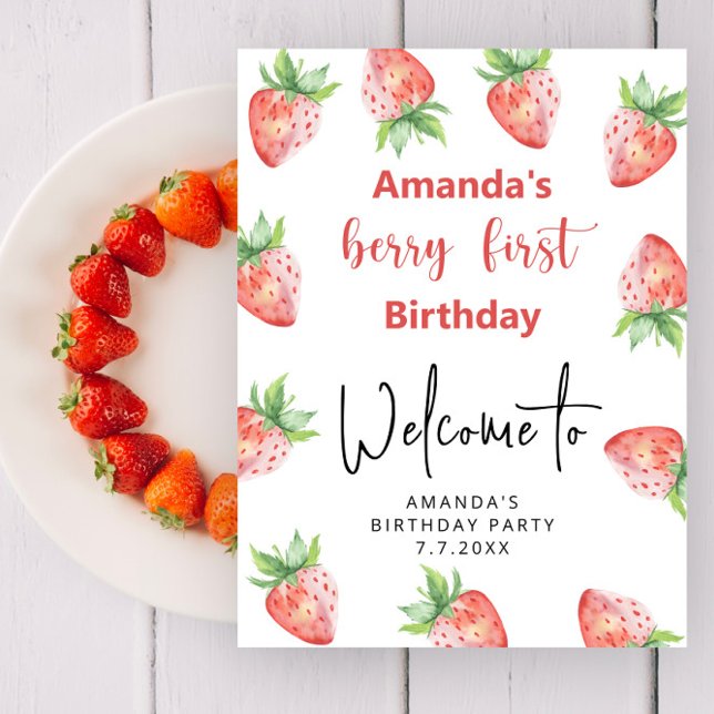 Jordgubbar 1:a födelsedag Party | Berry First Poster (Skapare uppladdad)