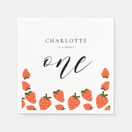 Jordgubbar 1:a födelsedag Party Pappersservett