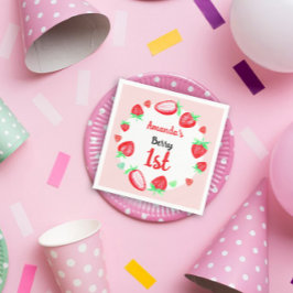 Jordgubbar 1:a födelserumbärsbären pappersservett