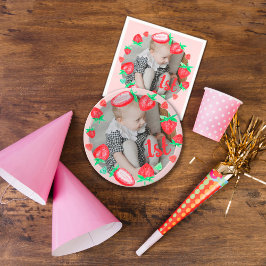 Jordgubbar 1:a födelserumbärsbären pappersservett