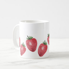 Jordgubbar Akvarell Handmålad Kaffemugg
