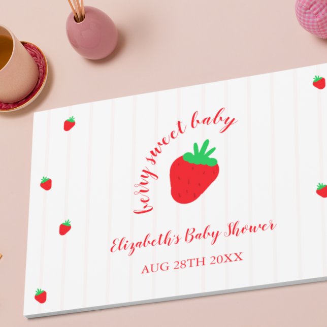 Jordgubbar Baby Shower Söt Gästböcker (Skapare uppladdad)