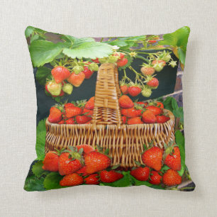 Jordgubbar, Basket ~ Pillow / Cushion Kudde