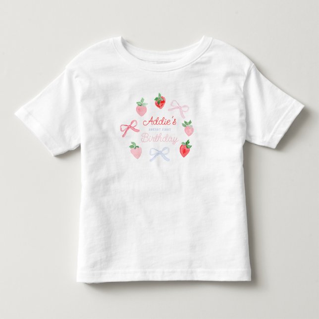 Jordgubbar Berry Första födelsedag T Shirt (Framsida)