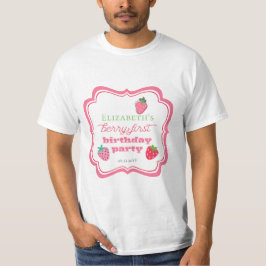 Jordgubbar Berry Första Födelsedagsfestens Rosa |  T Shirt
