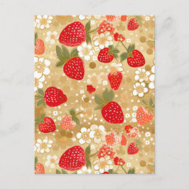Jordgubbar Chiyogami Vykort
