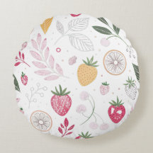 Jordgubbar Citrus Fruit Round Pillow